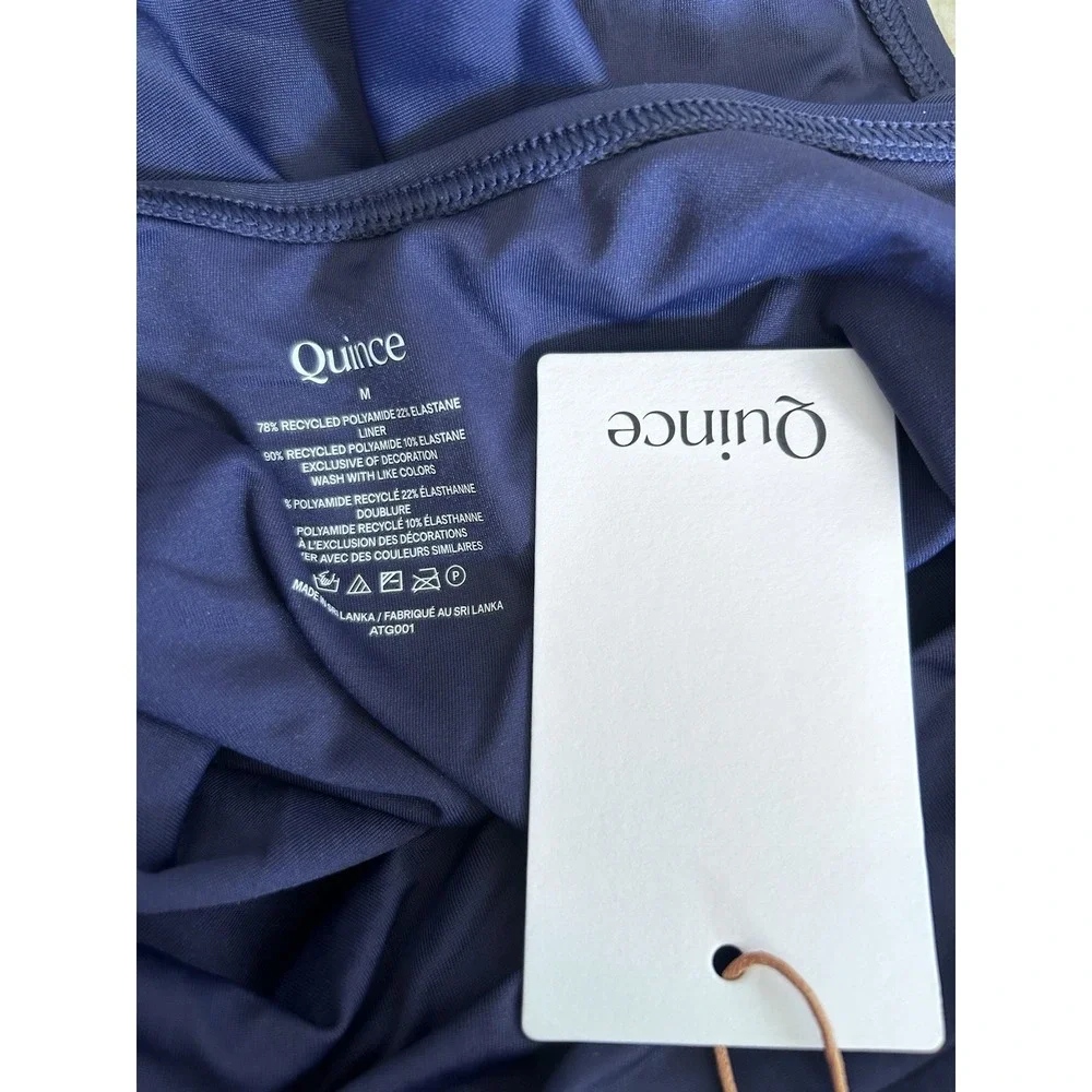 NWT Quince Deep Navy Italian Cross-Back One-Piece Swimsuit Size Medium